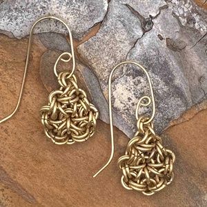 Handmade OOAK Japanese Chain Maille Golden Earrings by Beth Wicker & Mary E